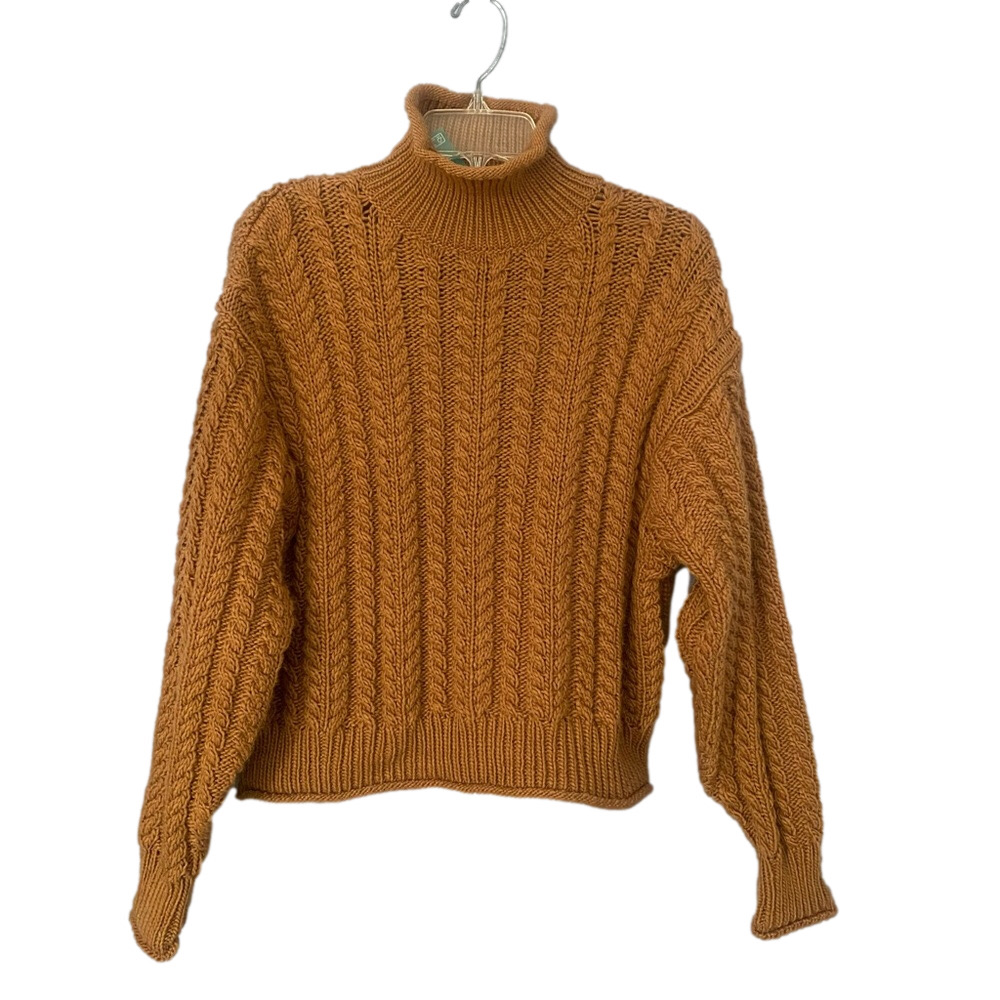 H&M Cognac Brown Cowl Neck Boxy Knit Sweater Medium NWT